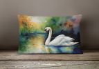 Watercolor Birds Throw Pillow Throw Pillow for Indoor Couch Bed Outdoor Patio Washable, Swan 3276,12Hx16W