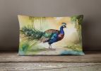 Watercolor Birds Throw Pillow Throw Pillow for Indoor Couch Bed Outdoor Patio Washable, Peacock 3252,12Hx16W