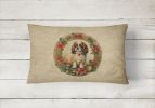 Christmas Flowers Frame Throw Pillow Throw Pillow for Indoor Couch Bed Outdoor Patio Washable, English Toy Spaniel 2360,12Hx16W
