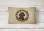 Christmas Flowers Frame Throw Pillow Throw Pillow for Indoor Couch Bed Outdoor Patio Washable, Poodle 2410,12Hx16W
