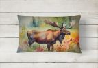 NEW Watercolor Wildlife Throw Pillow Throw Pillow for Indoor Couch Bed Outdoor Patio Washable, Moose 2965,12Hx16W
