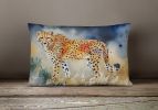 NEW Watercolor Wildlife Throw Pillow Throw Pillow for Indoor Couch Bed Outdoor Patio Washable, Cheetah 2890,12Hx16W