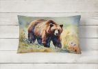 NEW Watercolor Wildlife Throw Pillow Throw Pillow for Indoor Couch Bed Outdoor Patio Washable, Grizzly Bear 2928,12Hx16W