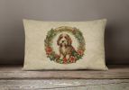 Christmas Flowers Frame Throw Pillow Throw Pillow for Indoor Couch Bed Outdoor Patio Washable, Petit Basset Griffon Vendeen 2405,12Hx16W