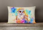 Hippie Animals Throw Pillow Throw Pillow for Indoor Couch Bed Outdoor Patio Washable, Barn Owl 3964,12Hx16W