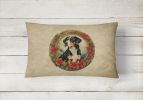 Christmas Flowers Frame Throw Pillow Throw Pillow for Indoor Couch Bed Outdoor Patio Washable, Entlebucher Mountain Dog 2361,12Hx16W