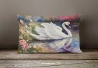 Watercolor Birds Throw Pillow Throw Pillow for Indoor Couch Bed Outdoor Patio Washable, Swan 3274,12Hx16W