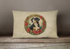 Christmas Flowers Frame Throw Pillow Throw Pillow for Indoor Couch Bed Outdoor Patio Washable, Entlebucher Mountain Dog 2361,12Hx16W