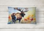 NEW Watercolor Wildlife Throw Pillow Throw Pillow for Indoor Couch Bed Outdoor Patio Washable, Moose 2962,12Hx16W