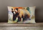 NEW Watercolor Wildlife Throw Pillow Throw Pillow for Indoor Couch Bed Outdoor Patio Washable, Grizzly Bear 2924,12Hx16W