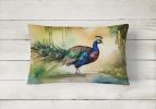 Watercolor Birds Throw Pillow Throw Pillow for Indoor Couch Bed Outdoor Patio Washable, Peacock 3252,12Hx16W