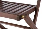 3-Piece Acacia Wood Bistro Set, Wooden Folding Patio Furniture for Garden Backyard Balcony Porch w/ 1 Coffee Table and 2 Foldable Chairs
