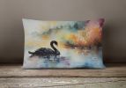 Watercolor Birds Throw Pillow Throw Pillow for Indoor Couch Bed Outdoor Patio Washable, Swan Black 3270,12Hx16W