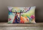 NEW Watercolor Wildlife Throw Pillow Throw Pillow for Indoor Couch Bed Outdoor Patio Washable, Moose 2966,12Hx16W