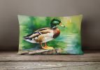 Watercolor Birds Throw Pillow Throw Pillow for Indoor Couch Bed Outdoor Patio Washable, Mallard 3236,12Hx16W