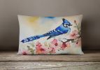 Watercolor Birds Throw Pillow Throw Pillow for Indoor Couch Bed Outdoor Patio Washable, Blue Jay 3187,12Hx16W