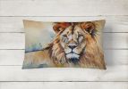 NEW Watercolor Wildlife Throw Pillow Throw Pillow for Indoor Couch Bed Outdoor Patio Washable, Lion 2952,12Hx16W