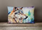 NEW Watercolor Wildlife Throw Pillow Throw Pillow for Indoor Couch Bed Outdoor Patio Washable, Wolves 3005,12Hx16W