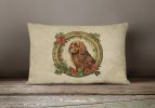 Christmas Flowers Frame Throw Pillow Throw Pillow for Indoor Couch Bed Outdoor Patio Washable, Sussex Spaniel 2436,12Hx16W