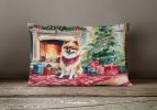 Cozy Christmas Throw Pillow Throw Pillow for Indoor Couch Bed Outdoor Patio Washable, Pomeranian 2723,12Hx16W