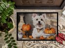 Westie Fall Kitchen Pumpkins Doormat Front Door Mat Indoor Outdoor Rugs for Entryway, Non Slip Washable Low Pile, 24H X 36W