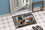 Keeshond Fall Kitchen Pumpkins Doormat Front Door Mat Indoor Outdoor Rugs for Entryway, Non Slip Washable Low Pile, 24H X 36W