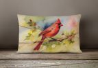 Watercolor Birds Throw Pillow Throw Pillow for Indoor Couch Bed Outdoor Patio Washable, Cardinal 3200,12Hx16W