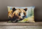 NEW Watercolor Wildlife Throw Pillow Throw Pillow for Indoor Couch Bed Outdoor Patio Washable, Grizzly Bear 2926,12Hx16W
