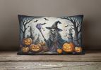 More Spooky Halloween Throw Pillow Throw Pillow for Indoor Couch Bed Outdoor Patio Washable, Witch 2282,12Hx16W