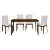 Contemporary Brown Finish 5pc Dining Table Set with 4 Upholstered Chairs Wooden Kitchen Dining Furniture