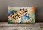 NEW Watercolor Wildlife Throw Pillow Throw Pillow for Indoor Couch Bed Outdoor Patio Washable, Cheetah 2888,12Hx16W