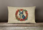 Christmas Flowers Frame Throw Pillow Throw Pillow for Indoor Couch Bed Outdoor Patio Washable, Australian Cattle Dog 2307,12Hx16W