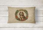 Christmas Flowers Frame Throw Pillow Throw Pillow for Indoor Couch Bed Outdoor Patio Washable, Petit Basset Griffon Vendeen 2405,12Hx16W