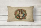 Christmas Flowers Frame Throw Pillow Throw Pillow for Indoor Couch Bed Outdoor Patio Washable, Welsh Springer Spaniel 2442,12Hx16W