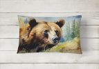 NEW Watercolor Wildlife Throw Pillow Throw Pillow for Indoor Couch Bed Outdoor Patio Washable, Grizzly Bear 2926,12Hx16W