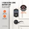 VEVOR Fingerprint Door Lock with 2 Level Handles, Keyless Entry Door Lock with Fingerprint/Keypad Code/Key, Auto Lock