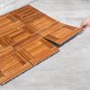 9pcs Wood Interlocking Deck Tiles 11.8"x11.8", Waterproof Flooring Tiles for Indoor and Outdoor