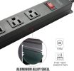 Bosonshop 2 Pack Long Power Strip Surge Protector, 6 Outlets Metal Heavy Duty Power Outlet, Wall Mountable with Hook & Loop, 6 ft Long Extension Cord