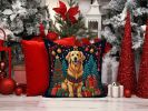 Golden Retriever Christmas Throw Pillow Machine Washable, Indoor Outdoor Decorative Pillow for Couch, Bed or Patio, 18Hx18W