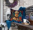 Golden Retriever Christmas Throw Pillow Machine Washable, Indoor Outdoor Decorative Pillow for Couch, Bed or Patio, 18Hx18W