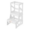 VEVOR Toddler Step Stool, Natural Pine Wood Kids Kitchen Stool Helper with Safety Rail