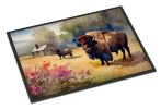 Wood Bison Doormat Front Door Mat Indoor Outdoor Rugs for Entryway, Non Slip Washable Low Pile, 24H X 36W