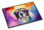 Bernese Mountain Dog Hippie Dawg Doormat Front Door Mat Indoor Outdoor Rugs for Entryway, Non Slip Washable Low Pile, 24H X 36W
