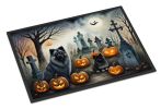 Keeshond Spooky Halloween Doormat Front Door Mat Indoor Outdoor Rugs for Entryway, Non Slip Washable Low Pile, 24H X 36W