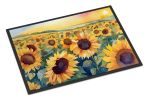 Kansas Sunflowers in Watercolor Doormat Front Door Mat Indoor Outdoor Rugs for Entryway, Non Slip Washable Low Pile, 24H X 36W