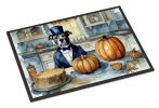Pit Bull Terrier Fall Kitchen Pumpkins Doormat Front Door Mat Indoor Outdoor Rugs for Entryway, Non Slip Washable Low Pile, 24H X 36W