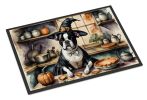 Boston Terrier Fall Kitchen Pumpkins Doormat Front Door Mat Indoor Outdoor Rugs for Entryway, Non Slip Washable Low Pile, 24H X 36W