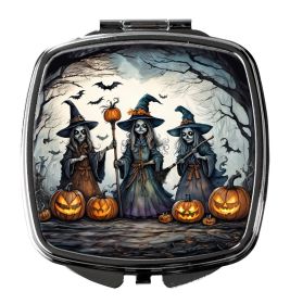 Witches Spooky Halloween Compact Mirror Decorative Travel Makeup Mirror for Women Girls Gifts Pocket Makeup Mirror Folding Handheld (Default: Default)