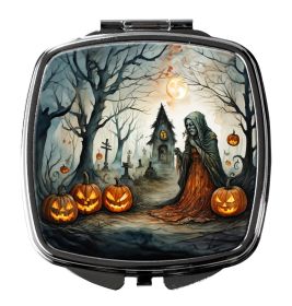 The Weeping Woman Spooky Halloween Compact Mirror Decorative Travel Makeup Mirror for Women Girls Gifts Pocket Makeup Mirror Folding Handheld (Default: Default)