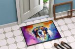 Bernese Mountain Dog Hippie Dawg Doormat Front Door Mat Indoor Outdoor Rugs for Entryway, Non Slip Washable Low Pile, 24H X 36W
